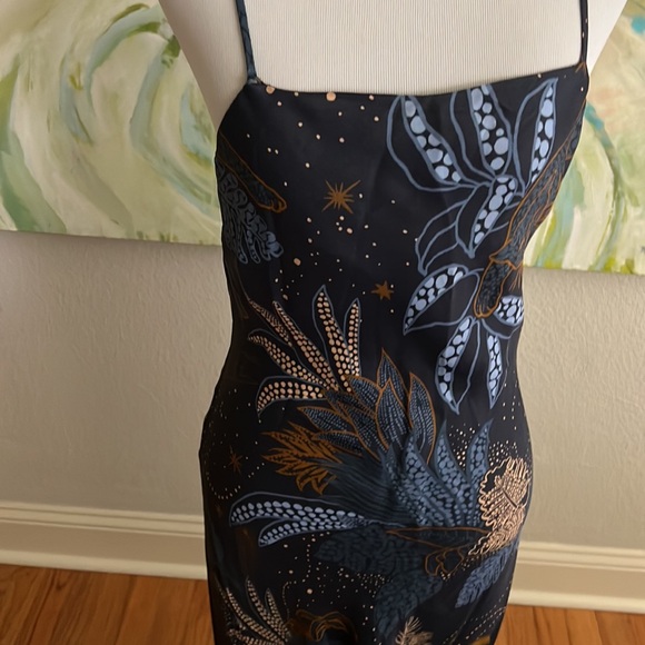 navy blue night jungle slip dress Farm Rio Night Jungle Bias Cut Maxi Slip Dress In Navy Blue - 55% Off